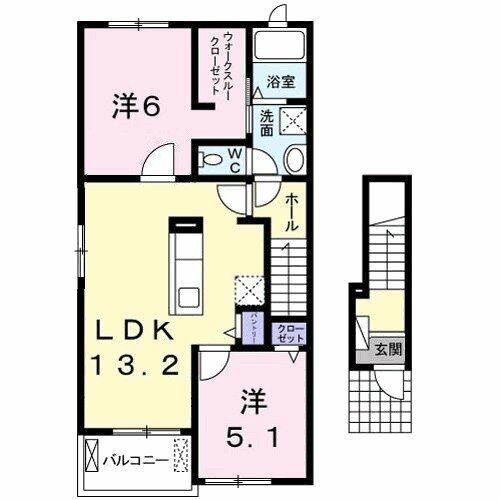 コアレスクA(2LDK/2階)の間取り写真
