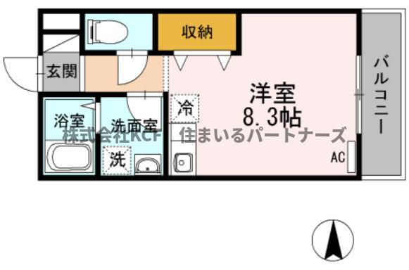 オリーヴァ花畑(ワンルーム/3階)の間取り写真