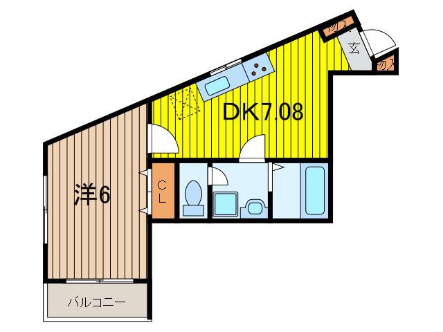 M・Nプレイス(1DK/3階)の間取り写真