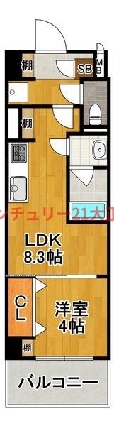 アリビオ大阪港(1LDK/3階)の間取り写真