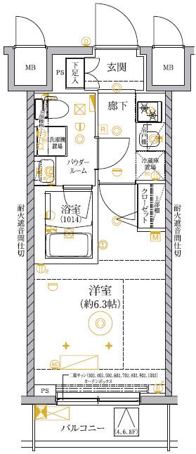 RELUXIA GRANDE 横濱吉野町(1K/4階)の間取り写真