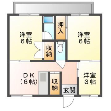 ビレッジハウス鈴蘭台(3DK/1階)の間取り写真