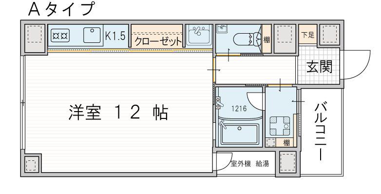 モートレイン土佐堀通(1K/5階)の間取り写真