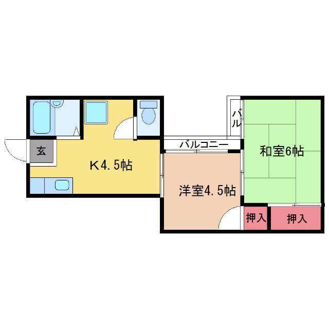 三木ハイツ(2DK/1階)の間取り写真