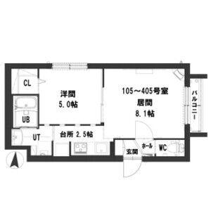 グランメール ファースト(1LDK/2階)の間取り写真