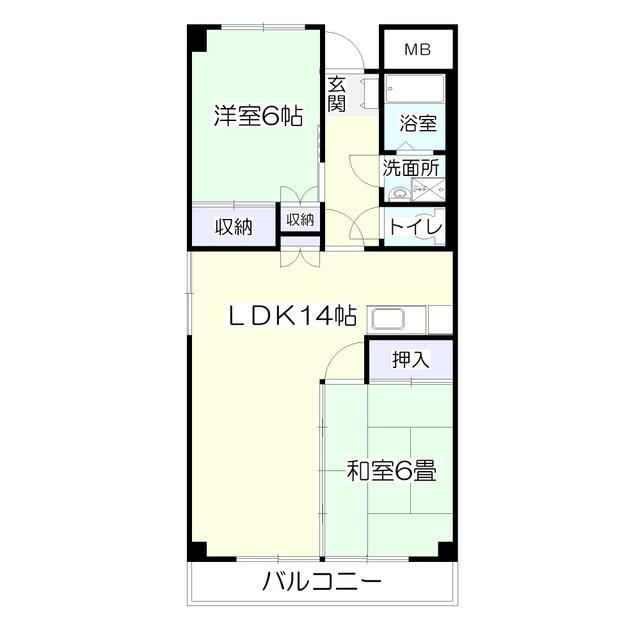 サンライフ高嶺(2LDK/7階)の間取り写真