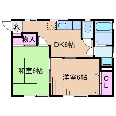 アドレス大倉山(2DK/1階)の間取り写真