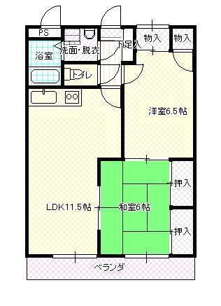 パークサイドチェリー(2LDK/4階)の間取り写真