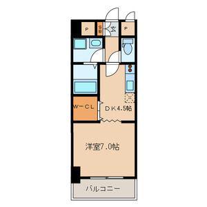 サンルーヴル(1DK/9階)の間取り写真