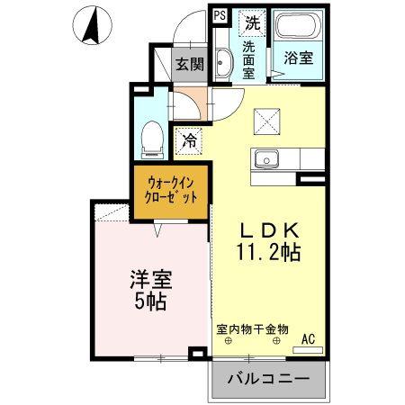 マジェスタ B(1LDK/1階)の間取り写真