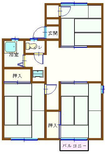 カーサ井上II(3DK/2階)の間取り写真