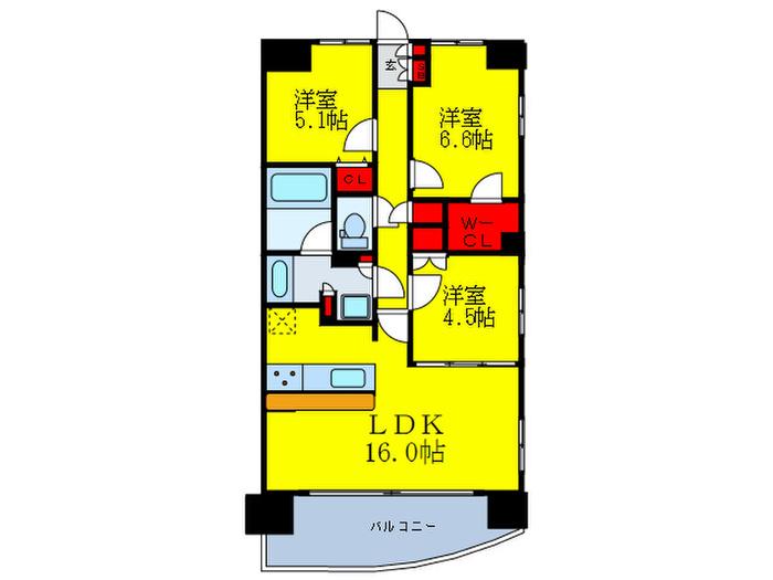 S-FORT大阪同心(3LDK/11階)の間取り写真