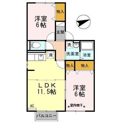 エスポワールさち(2LDK/1階)の間取り写真