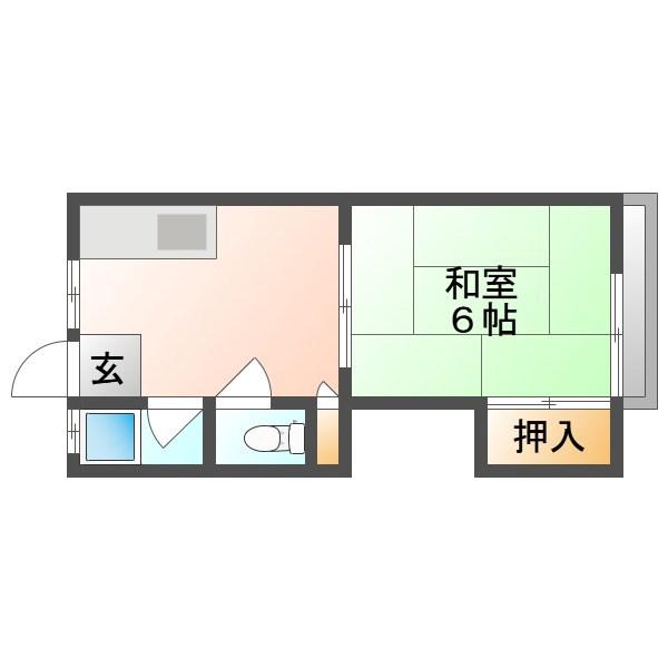 第1長徳荘(1K/1階)の間取り写真