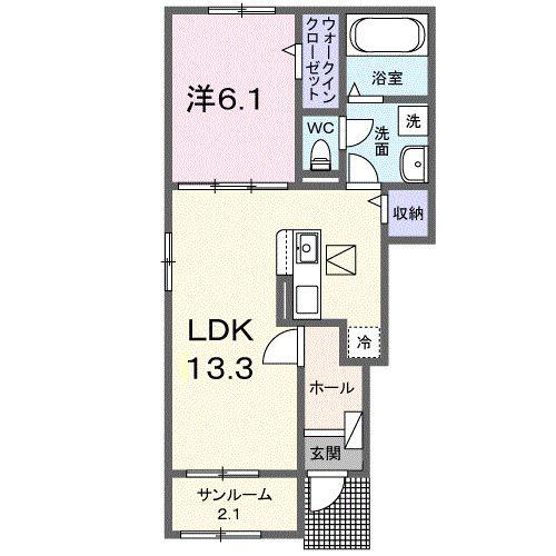 グリーンガーデン III(1LDK/1階)の間取り写真