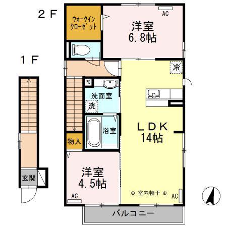 フィールド・パレス芦花公園(2LDK/2階)の間取り写真