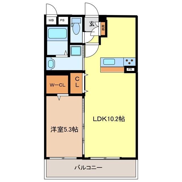 ユーミー三葛(1LDK/2階)の間取り写真