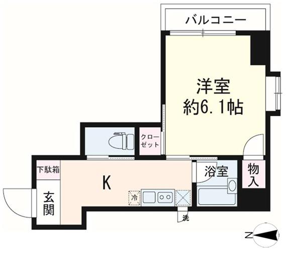 プリンセスコート東麻布(1K/3階)の間取り写真