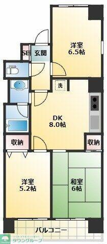 第六石井ビル(3DK/5階)の間取り写真