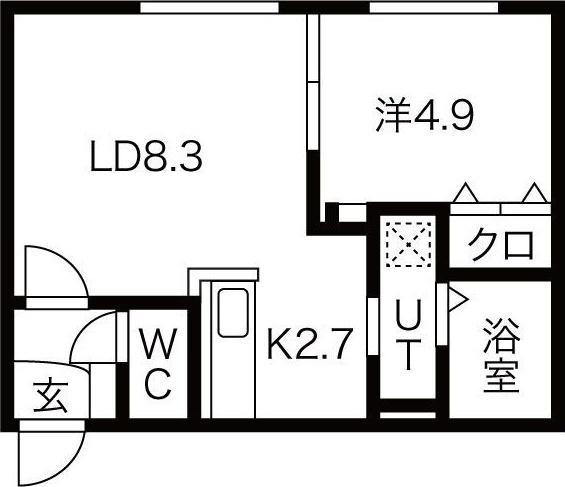 BREEZE南11条(1LDK/2階)の間取り写真