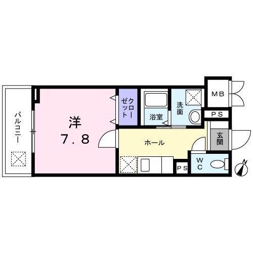 グリーンアース(1K/1階)の間取り写真