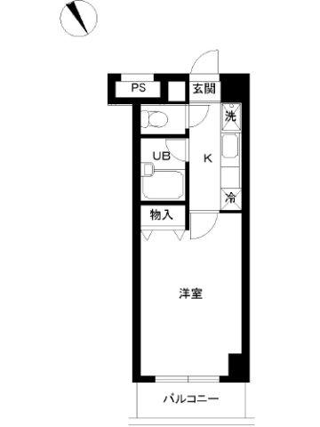 スカイコート文京小石川第3(1K/2階)の間取り写真