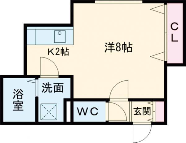 アビシニアン(1K/2階)の間取り写真