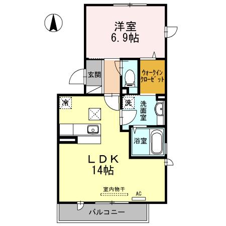 RE・EARTHの杜 にじ(1LDK/2階)の間取り写真