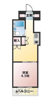 エトワール柏(1DK/2階)の間取り写真