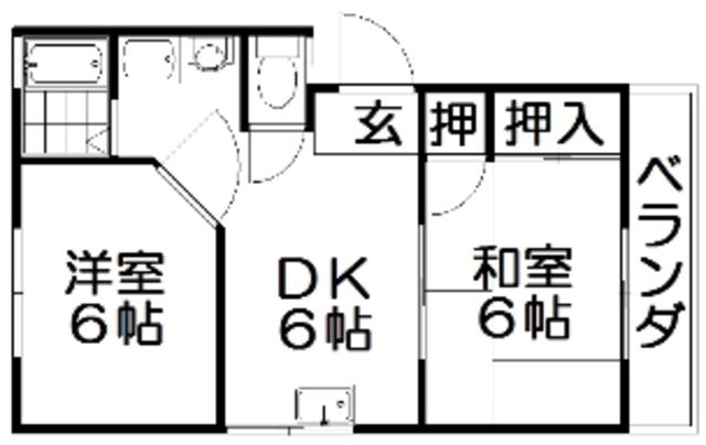 交久瀬ハイツB棟(2DK/2階)の間取り写真