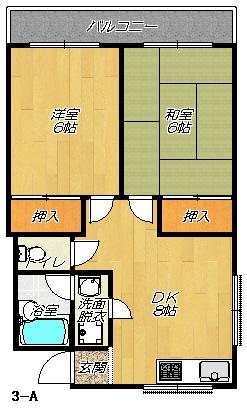メゾン深野(2DK/4階)の間取り写真