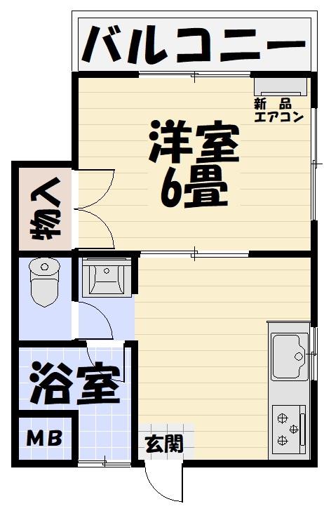 サンライズ小原(1K/2階)の間取り写真