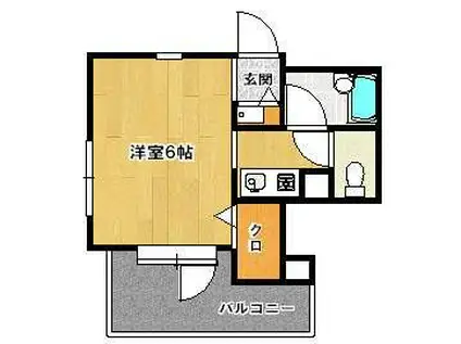 ドミ・エスポワール南福岡(1K/2階)の間取り写真