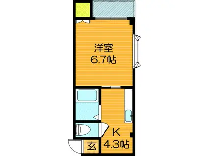 クワイエット赤井(1K/3階)の間取り写真
