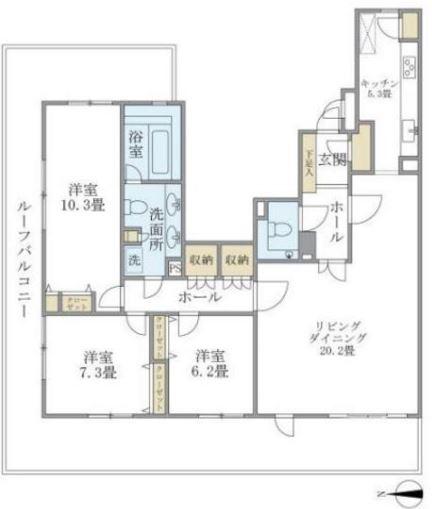 アパートメンツ東山(3LDK/7階)の間取り写真