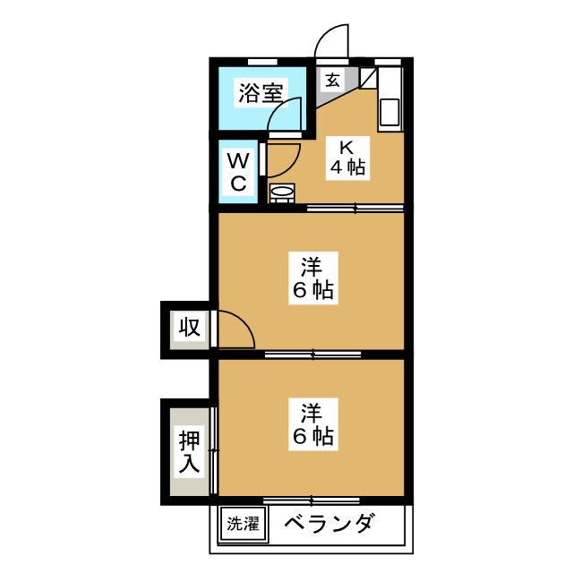 内山マンション(2K/2階)の間取り写真