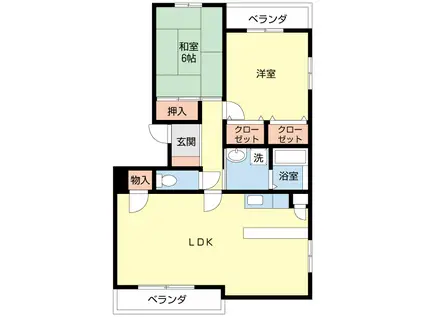 メゾンかしの木(2LDK/1階)の間取り写真