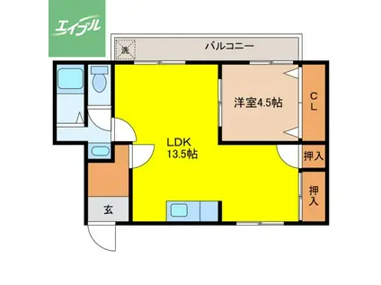 メゾンボヌール(1LDK/2階)の間取り写真