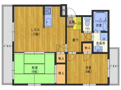 バンブーハウスII(2LDK/3階)の間取り写真