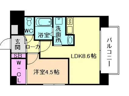 プール・トゥジュール梅田ウエストII(1LDK/5階)の間取り写真