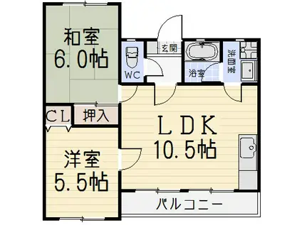 パークサイド小川(2LDK/3階)の間取り写真
