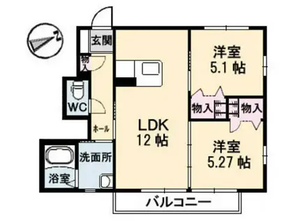 シャーメゾン白樺(2LDK/1階)の間取り写真