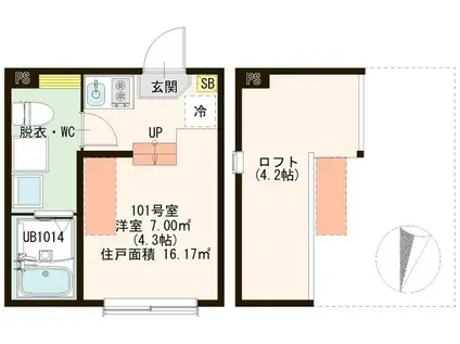 青戸六丁目2 DESIGNER S APARTMENT(ワンルーム/1階)の間取り写真