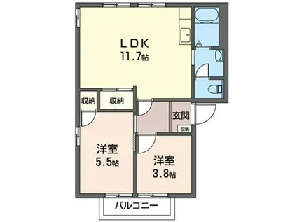 メゾン長島 D(2LDK/1階)の間取り写真