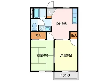 ハイツさきしまA(2DK/1階)の間取り写真