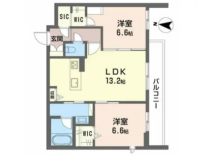 シャーメゾン オーロ(2LDK/2階)の間取り写真