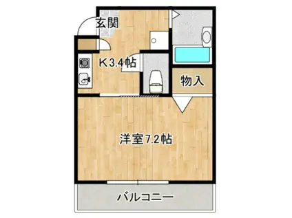 ヨシカイビル(1K/2階)の間取り写真