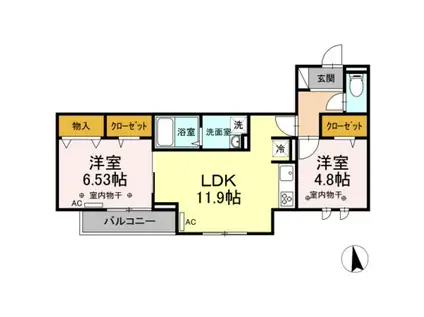 D-RESIDENCE府中桜通(2LDK/3階)の間取り写真