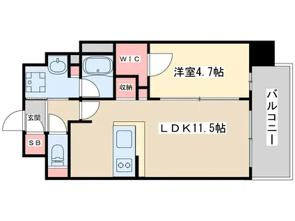 カーサレグラス福島野田(1LDK/2階)の間取り写真