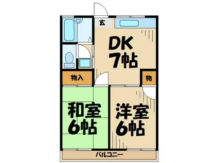 いっこくかん(2DK/1階)の間取り写真